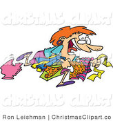 Clipart Vector Of A Crazy Black Friday Shopper Woman Running To Get