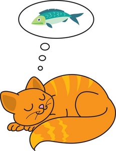 Sleeping Cat Clipart Image   Sleeping Kitty Cat Dreaming Of Fish