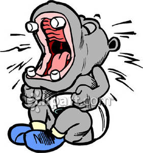 Unhappy Hippo Baby   Royalty Free Clipart Picture
