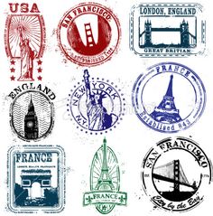 Travel Stamp More Stylized Stamps Vector Art Royalty Free Travel