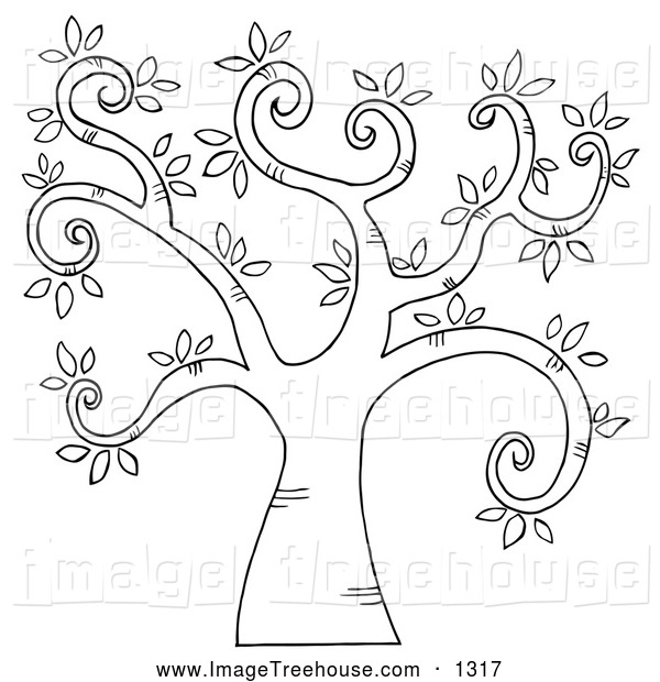 And White Curly Branched Tree Tree Clip Art Hit Toon