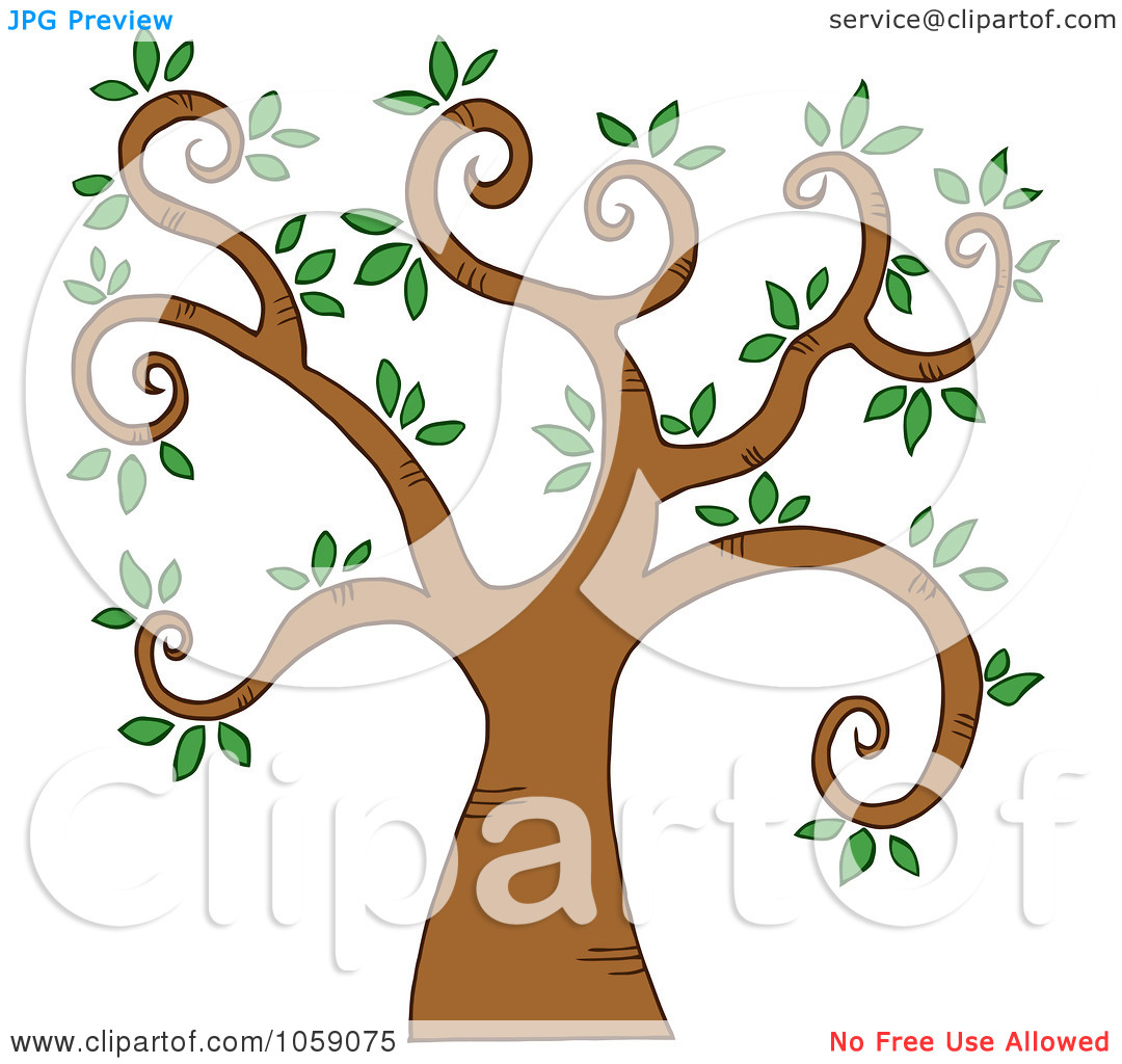 Clip Art Illustration Of A Curly Branched Tree Logo   5 By Hit Toon
