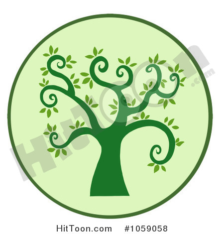Clip Art Illustration Of A Curly Branched Tree Logo   7  1059058