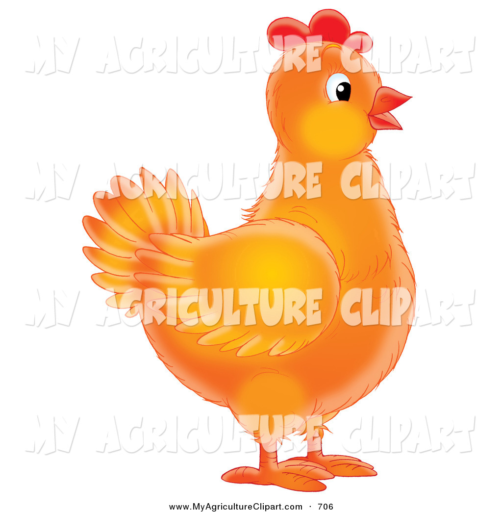 Larger Preview  Agriculture Clipart Of A Orange Female Chicken In