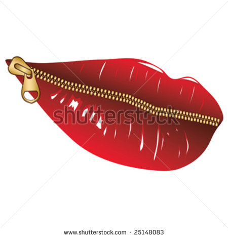 Mouth Zipped Clipart Gold Zip And Red Lips Mouth