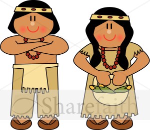 Cute Native American Man And Woman   Thanksgiving Clipart