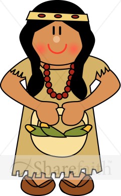 Cute Native American Woman   Thanksgiving Clipart