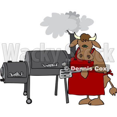 Royalty Free  Rf  Clipart Illustration Of A Bull Cooking On A Bbq