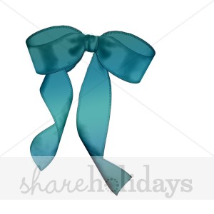 Teal Ribbon Bow Clipart   Christmas Present Clipart