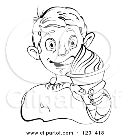 Boy On The Beach Licking An Ice Cream Cone Royalty Free Clipart