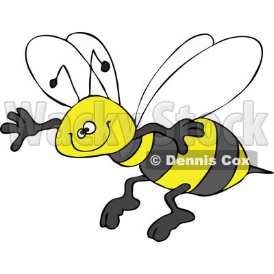 Clipart Happy Honey Bee Grinning And Flying   Royalty Free Vector