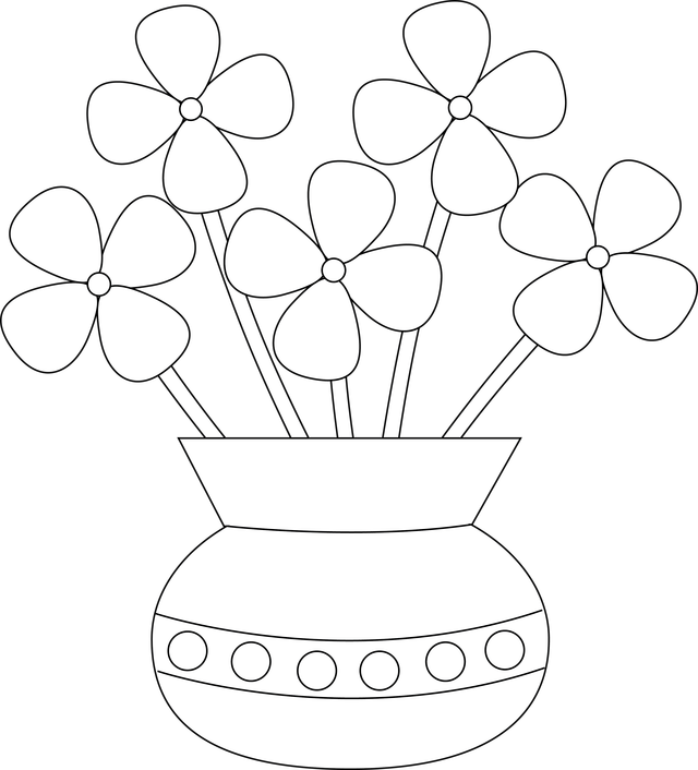 Flower Vase Template Colouring Pages  Page 3
