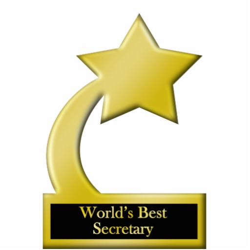 World S Best Secretary Gold Star Award Trophy Acrylic Cut Out