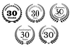 Black And White Anniversary Laurel Wreaths Stock Photography