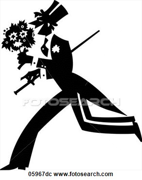 Clipart Of Man Wearing Tuxedo Carrying Flowers Cane Also Available