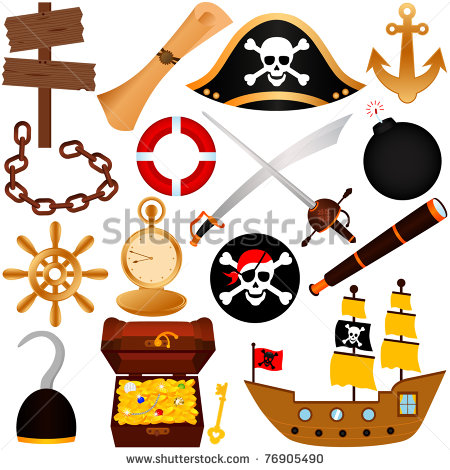 Colorful Vector Theme Of Pirate Equipments Sailing    76905490