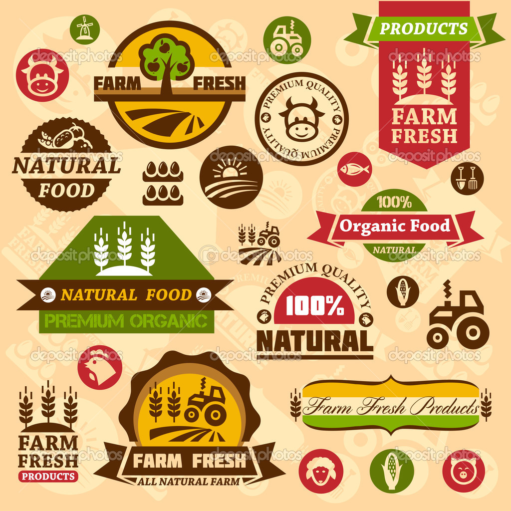 Farm Logo Labels And Designs   Stock Vector   Chistoprudnaya