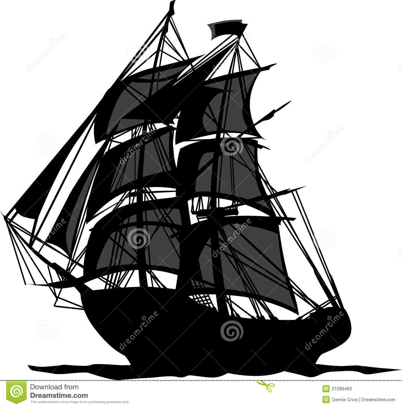 Sailing Pirate Ship With Sails Vector Graphic Image