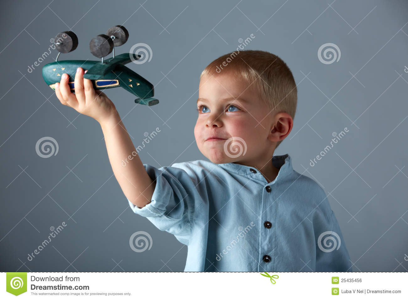 Young Boy With Wooden Airplane Royalty Free Stock Image   Image