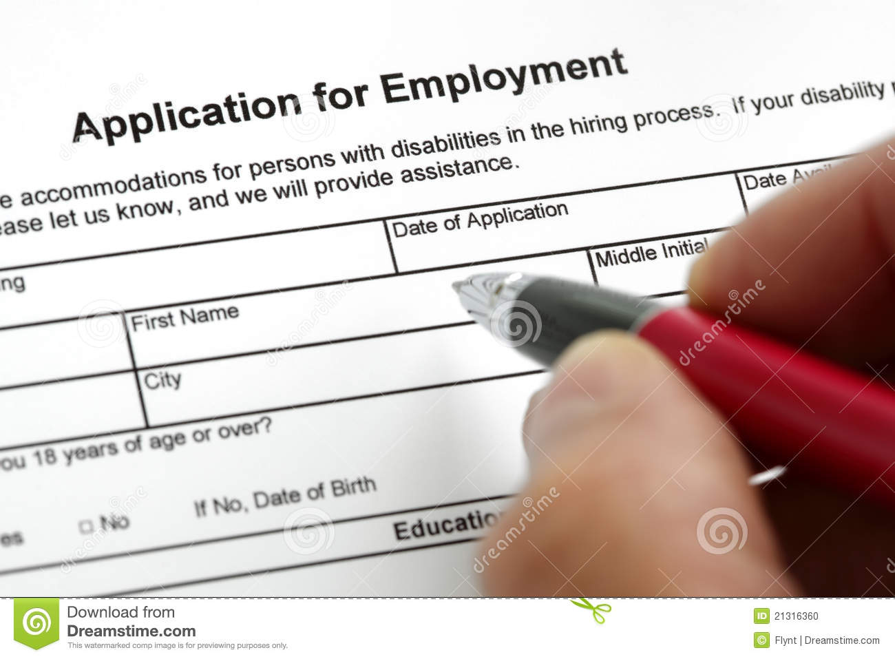 Application For Employment Stock Photo   Image  21316360