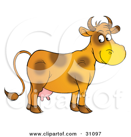 Clipart Illustration Of A Coloring Page Outline Of A Happy Cow By Alex