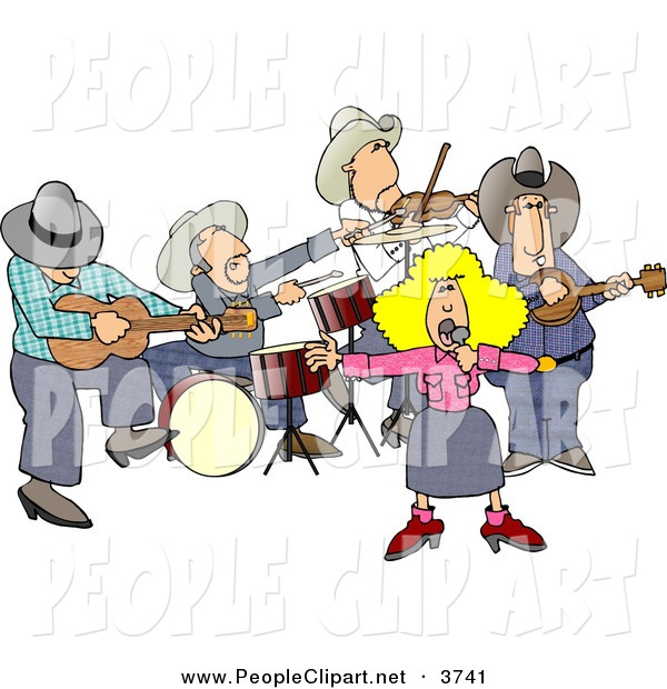 Clip Art Of A Country Western Band Playing Country Music At A Fair By