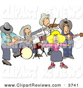 Clip Art Of A Country Western Band Playing Country Music Together By