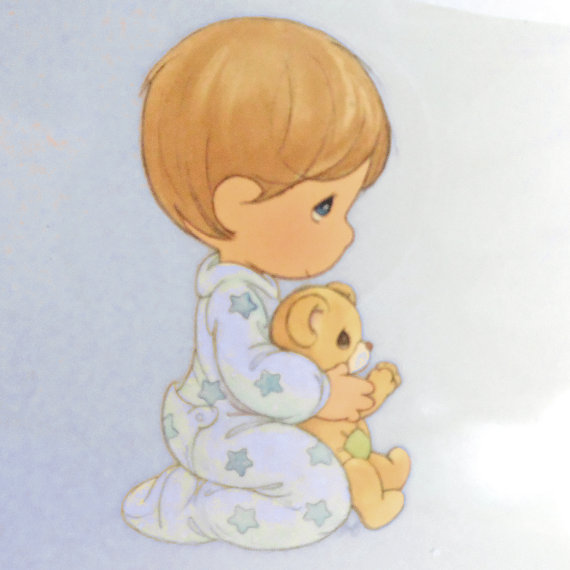 Iron On Aplique   Precious Moments  Baby Boy Praying By Pinkyroo