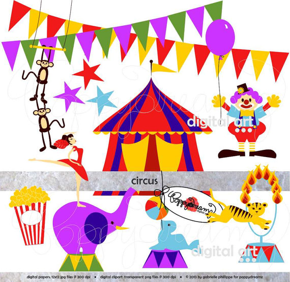 School Carnival Clipart Circus  Clip Art Pack  300