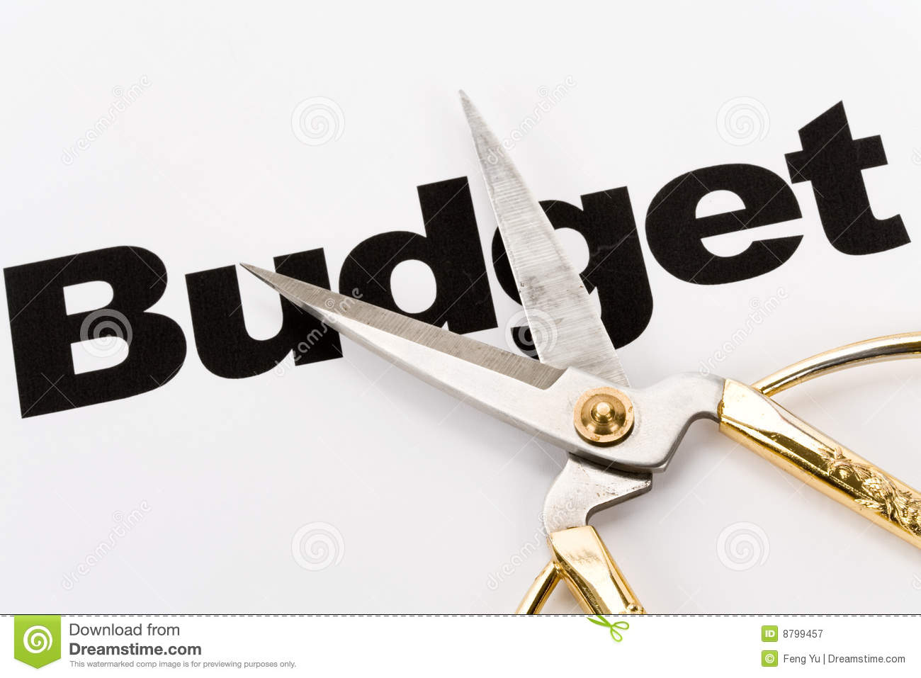 Text Of Budget And Scissors Concept Of Budget Cut