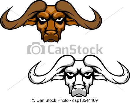 Buffalo Or Bull Head With Long Hornes    Csp13544469   Search Clipart