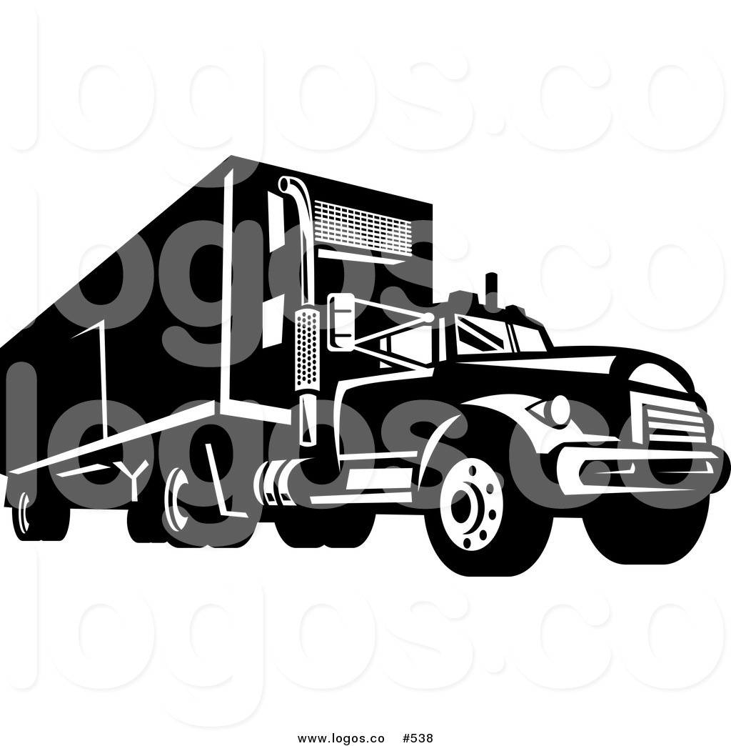 Larger Preview  Royalty Free Vector Logo Of A Black And White Big Rig