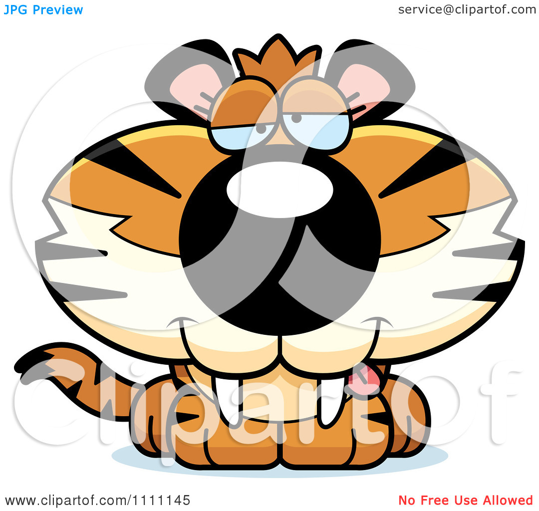 Clipart Cute Drunk Tiger Cub   Royalty Free Vector Illustration By