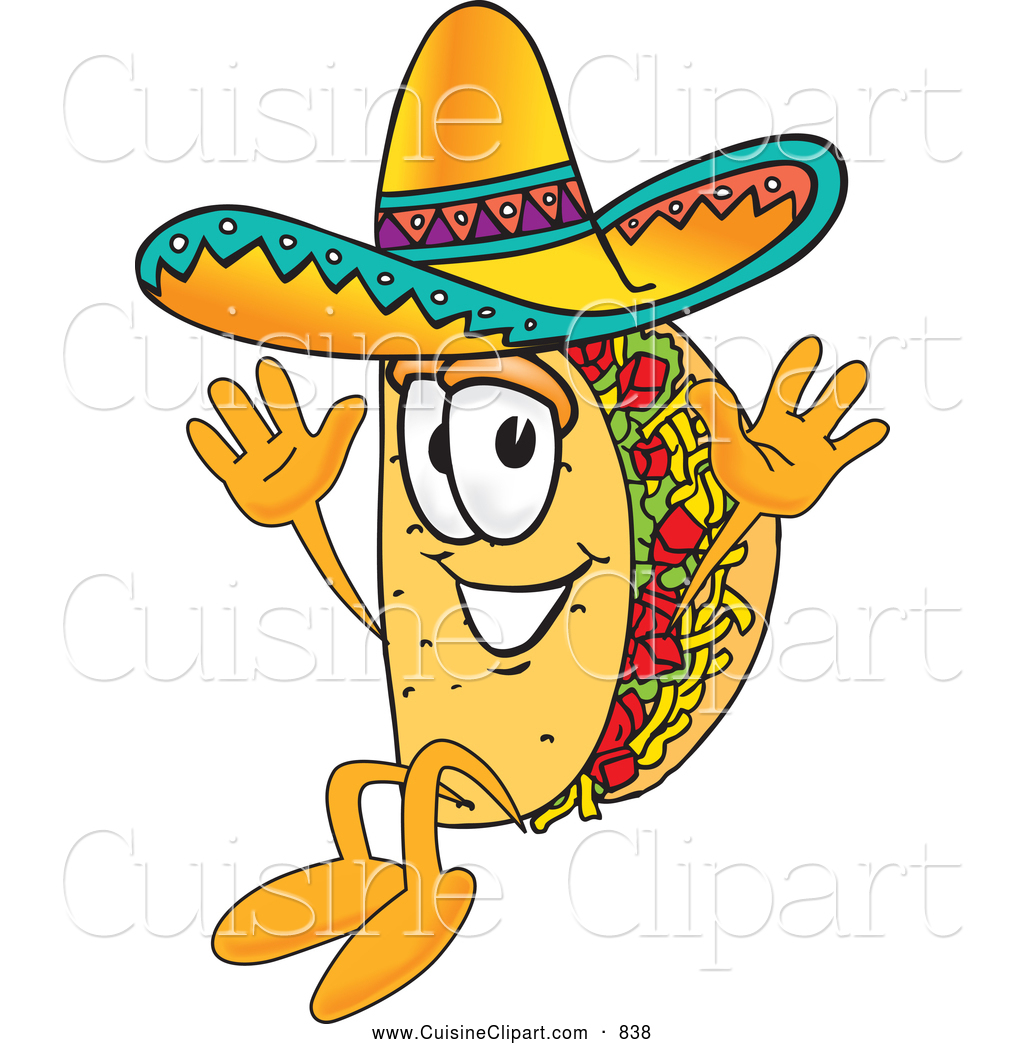 Cuisine Clipart Of A Cute Taco Mascot Cartoon Character Jumping By