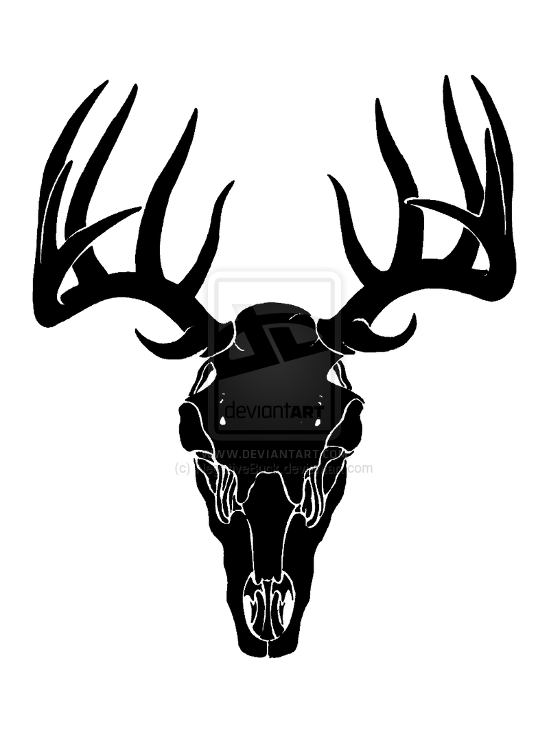 Deer Skull Decal Drop Tine Whitetail Deer Skull Tattoo By Negativebuck