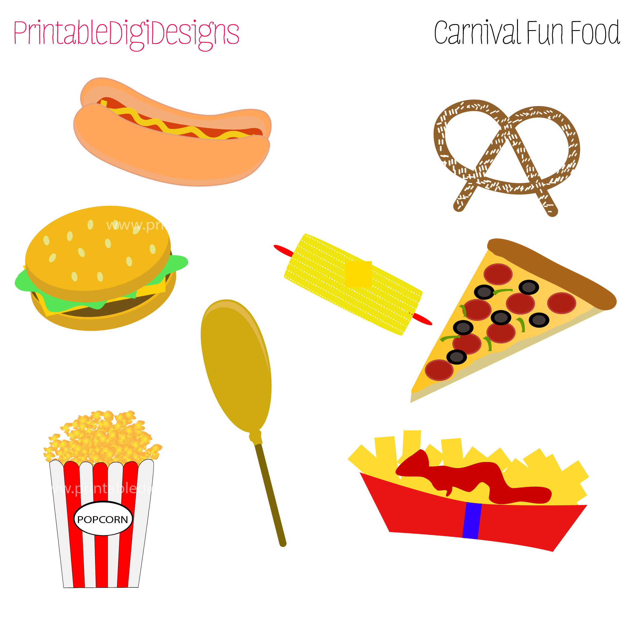 Fun Foods Clipart Graphic Set   3 50 Carnival Fair Fun Foods Clipart