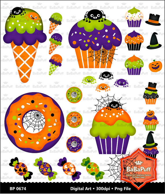 Instant Downloads Halloween Party Food Clip Art  Personal And Small