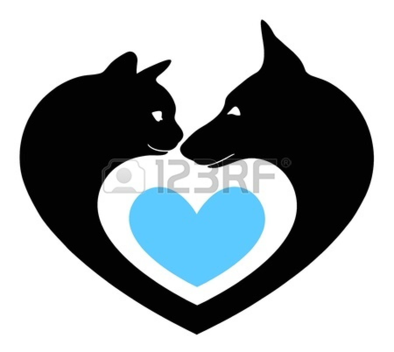 And Cat Silhouette With Heart 18826097 Cat And Dog In The Heart Jpg