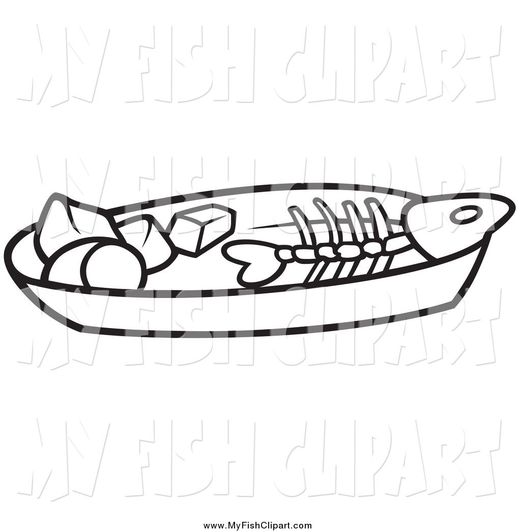 Preview  Clip Art Of A Black And White Fish Bone On A Plate By Dero