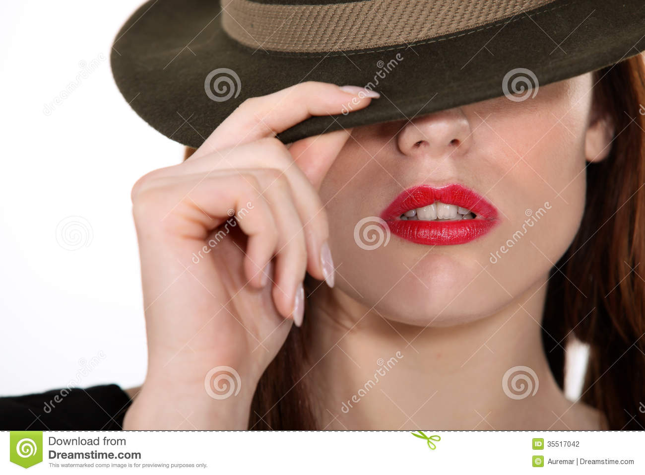 Women Shielding Face With Hat Stock Photography   Image  35517042