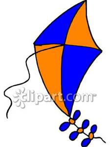An Orange And Blue Kite Royalty Free Clipart Picture