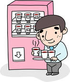 Clipart Of Beverage Job Drink Vending Machine Coffee Businessman