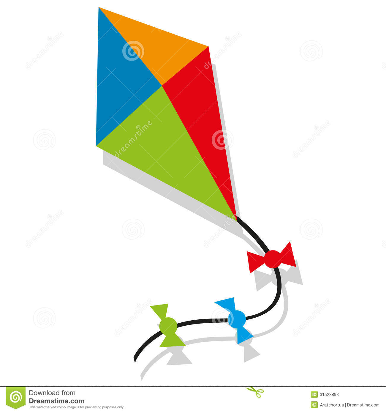 Colorfull Cartoon Vector Kite Blue Orange Green And Red