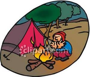 Local Camper Trying To Keep Warm Royalty Free Clipart Picture