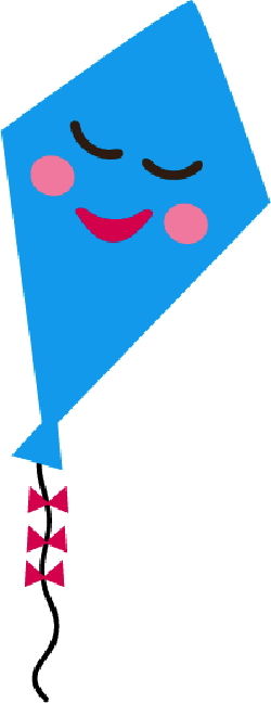 Of A Blue Kite Smiling And Closing Its Eyes With Ribbons On Clipart