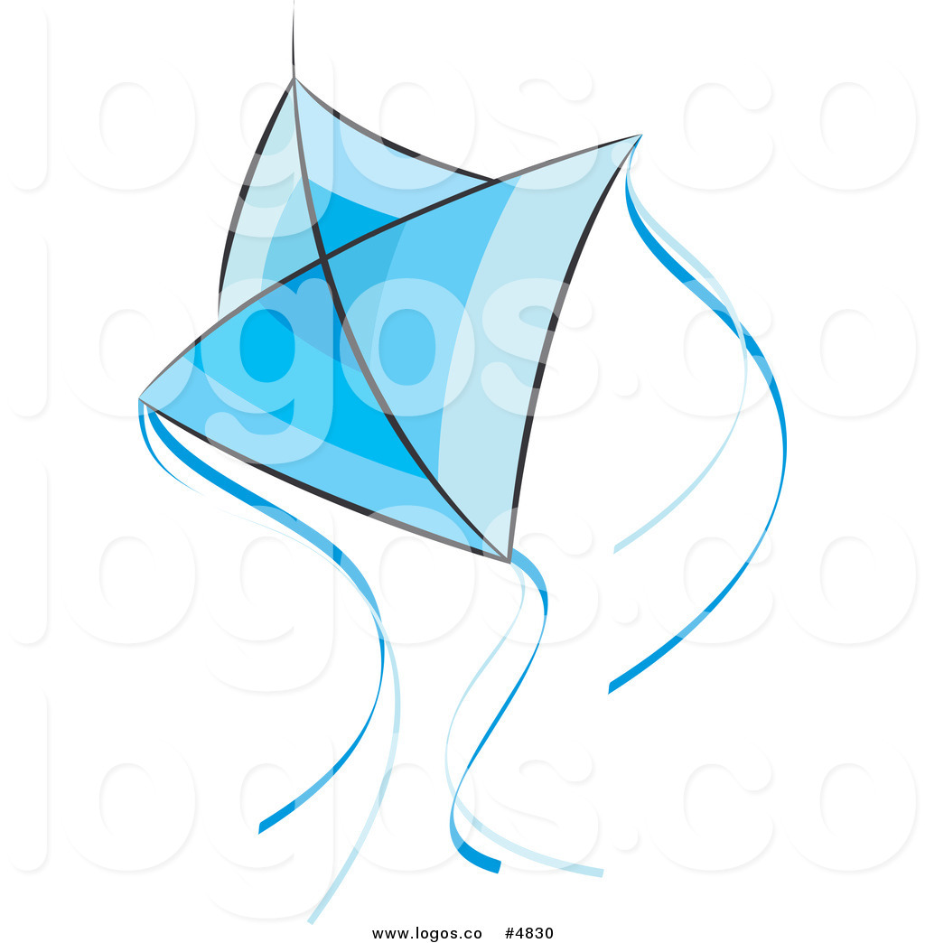 Royalty Free Vector Of A Flying Blue Kite With Strings Logo By Lal