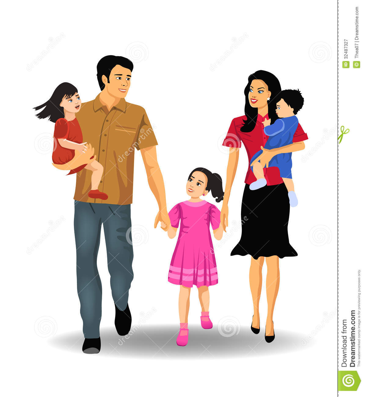 Vector Family Consisting Of Dad Mom Son Daughter On A White    
