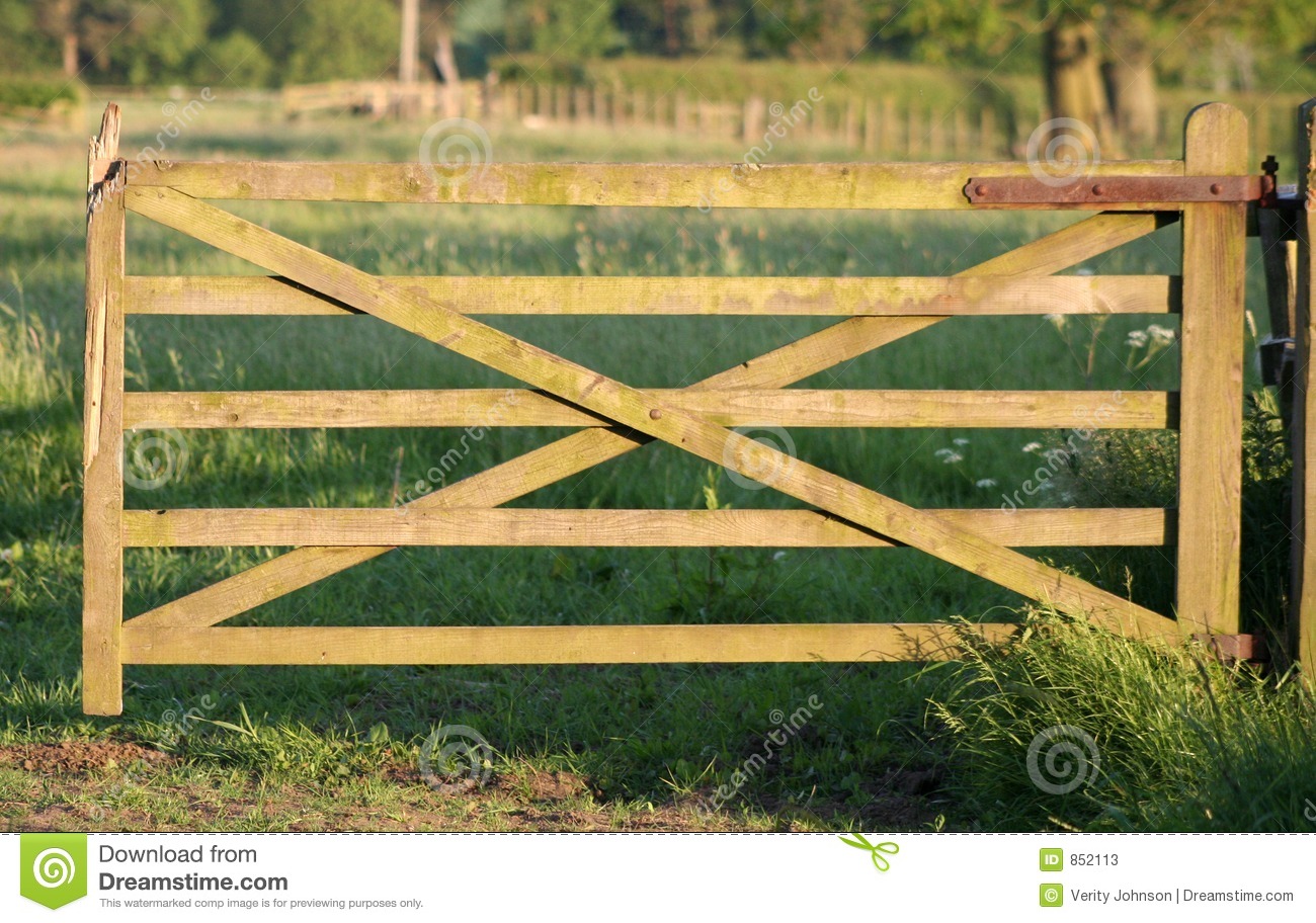 Old Broken Wooden Farm Gate Leads Me Through To Fields Of Grass