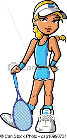 Vectors Of Tennis Girl   Confident Pretty Young Blonde Female Girl