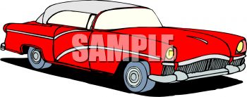 0909 1614 0125 Classic Car  Red Fifties Style Car Clipart Image Jpg